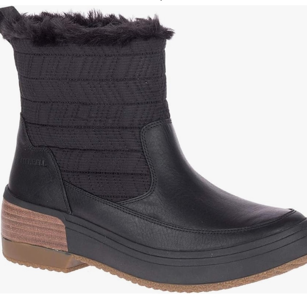 Merrell Waterproof Haven Bluff Polar boots, faux fur lining. Women's 5.5